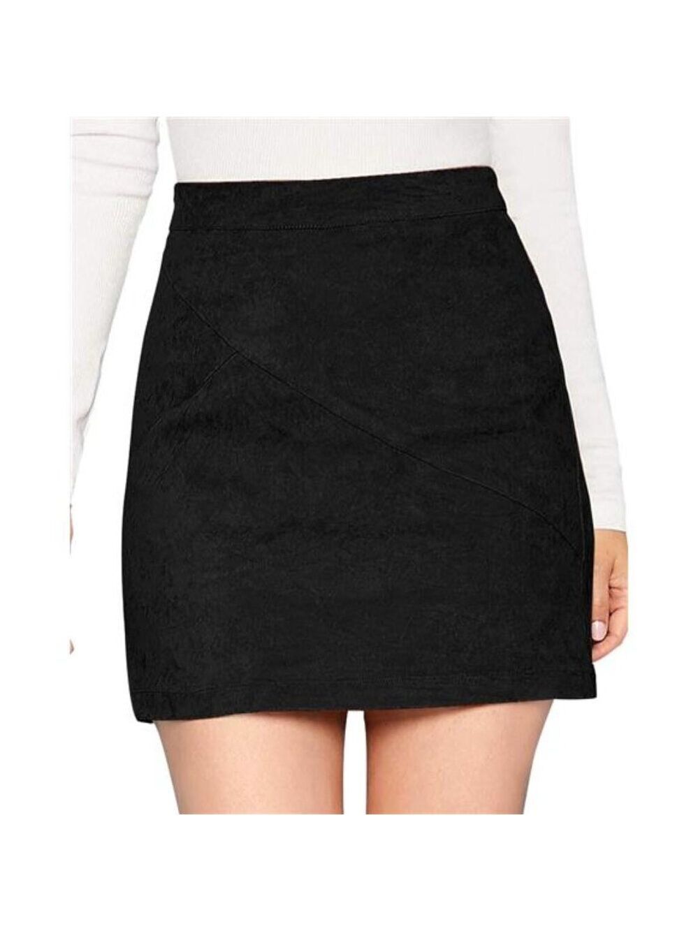 Mini Faux Suede Skirt High Waist Skirt for Women Casual Party Office Fashion